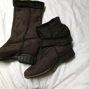 Anne Klein Women's Dark Brown Fur-Lined Boots